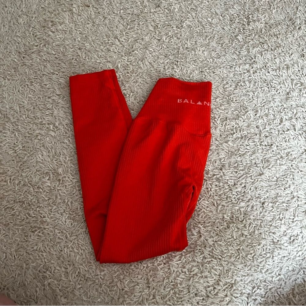 balance athletica orange seamless ribbed leggings size xs